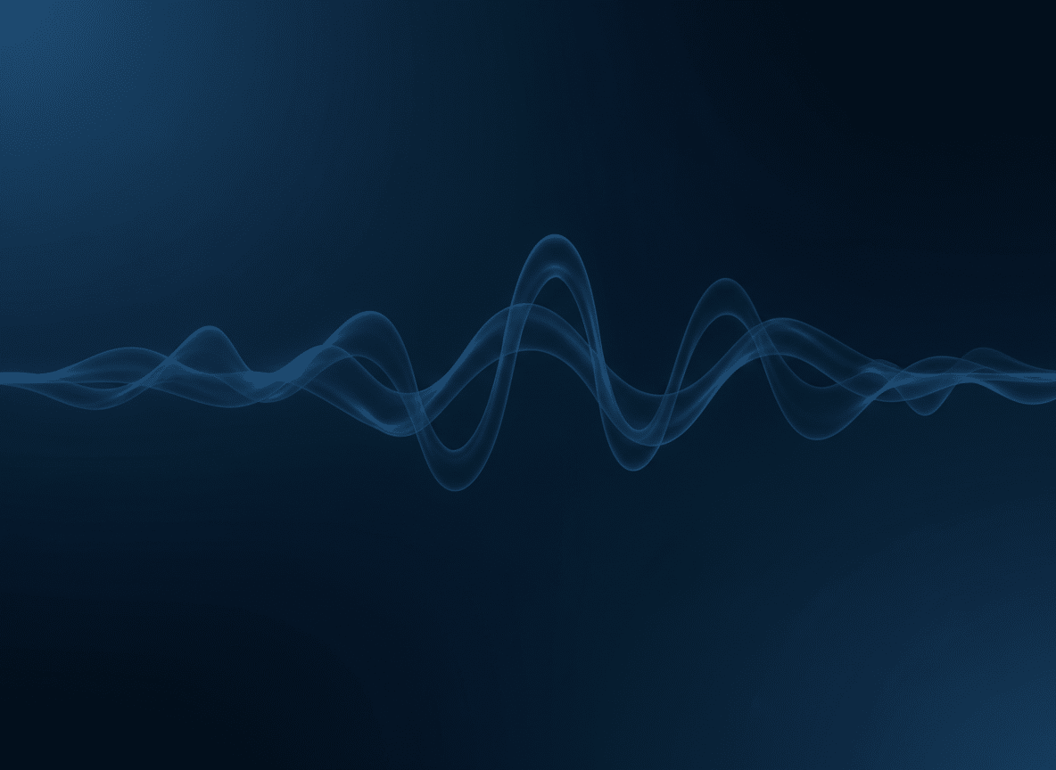 Dark petrol blue abstract soundwave on a deep, softly textured background, minimal and elegant, matching a medical parenting podcast brand, no desk, no objects, plenty of negative space for text overlay